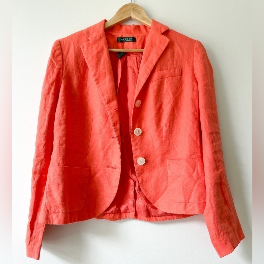Lauren RL linen blazer orange. Size 6